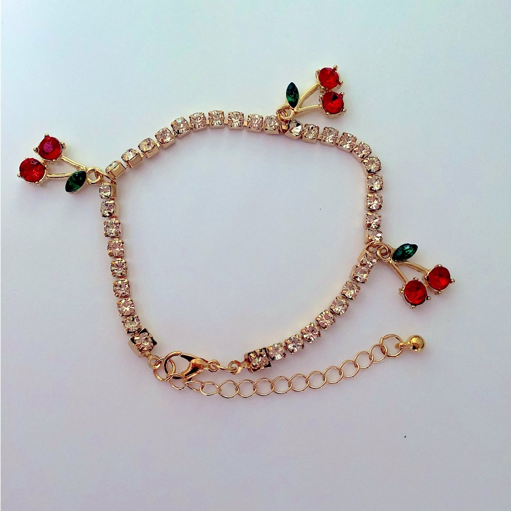 Gold cherry bracelet one size with extender